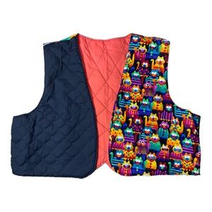 Handmade Quilted oversized Rainbow Cat Vest M/L